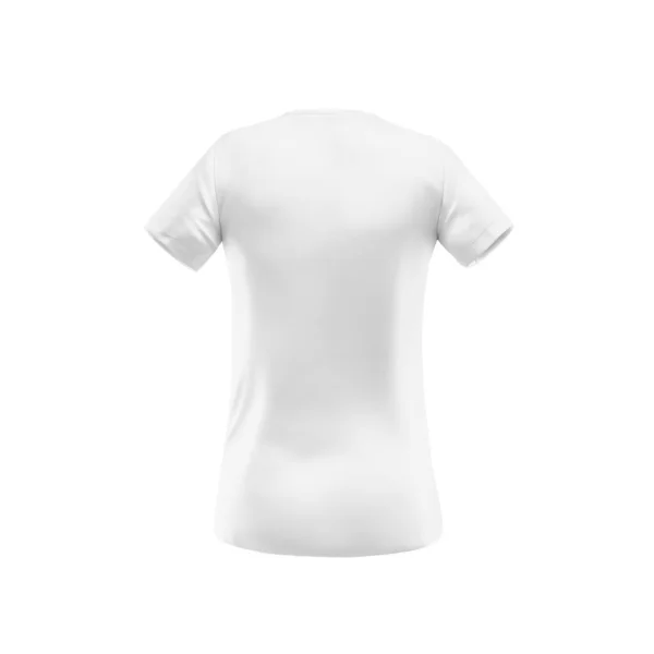 Tomma Kvinna Vit Shirt Mall Isolerad Vit Bakgrund — Stockfoto