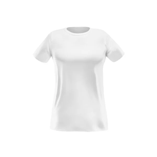 Blank Kobieta Biały Shirt Szablon Izolowany Białym Tle — Zdjęcie stockowe