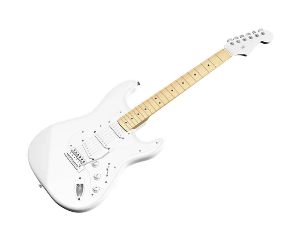 Mockup Guitarra Elétrica Branco Isolado Fundo Branco — Fotografia de Stock