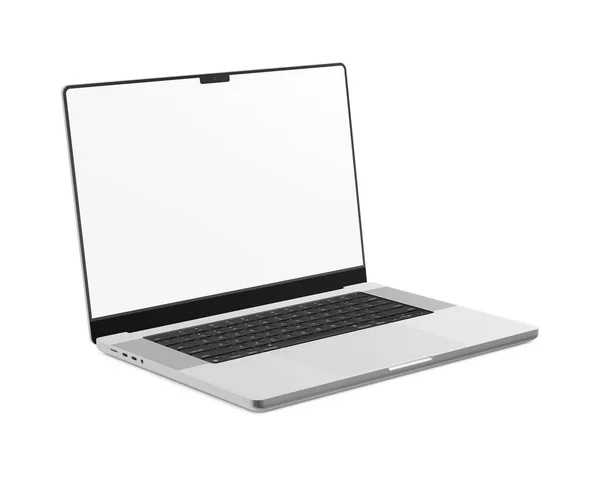 Biały Laptop Makieta Izolowane Białym Tle — Zdjęcie stockowe