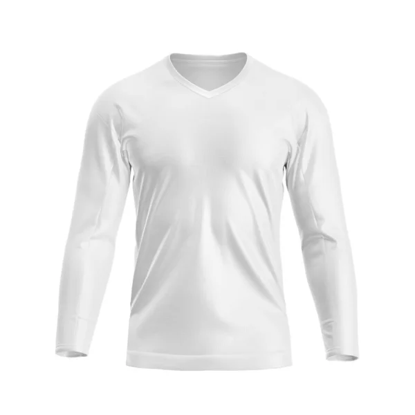 Uma Camisa Branca Manga Longa Pescoço Vista Frontal Mockup Isolado — Fotografia de Stock