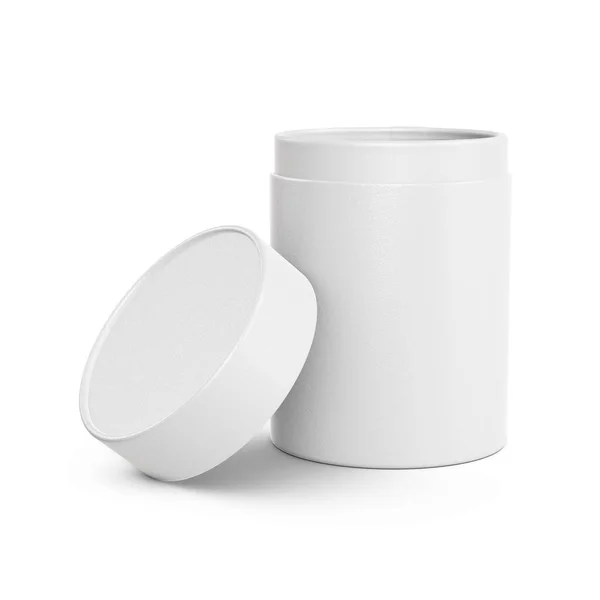 Eine Offene Weiße Papierröhre Isoliert Auf Weißem Hintergrund — Stockfoto