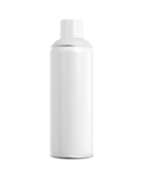Uma Lata Tinta Spray Branco Isolado Fundo Branco — Fotografia de Stock