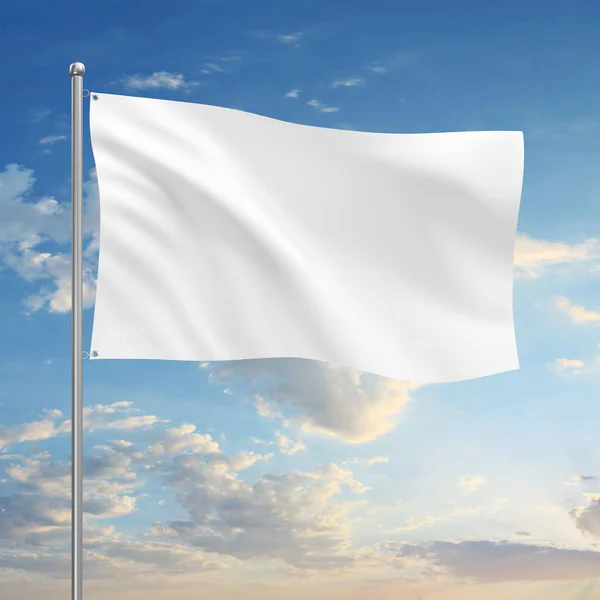 Eine Weiße Flagge Auf Blauem Himmel — Stockfoto