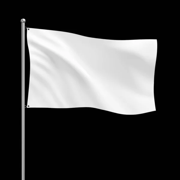 Een Witte Vlag Geïsoleerd Een Zwarte Achtergrond — Stockfoto