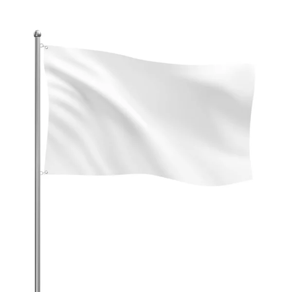 Una Bandera Blanca Aislada Sobre Fondo Blanco —  Fotos de Stock