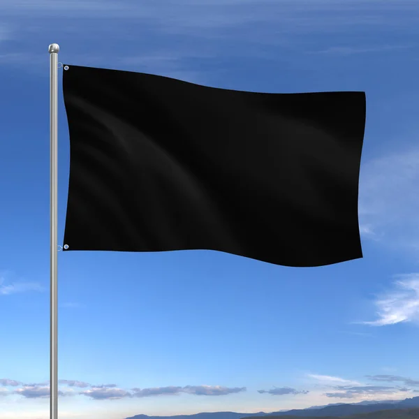Mavi Bir Arkaplanda Izole Edilmiş Siyah Bir Bayrak — Stok fotoğraf