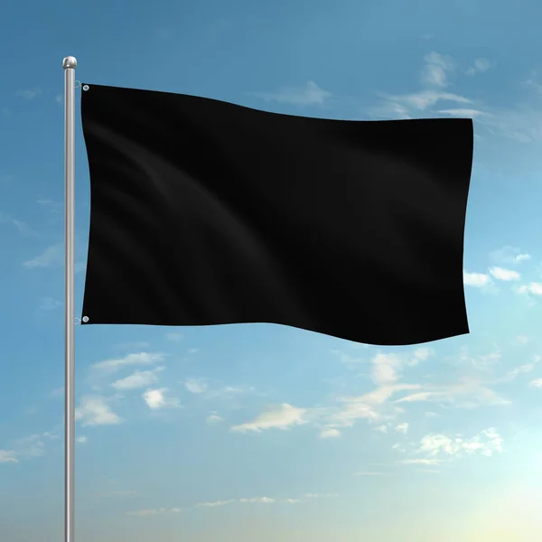 Mavi Bir Arkaplanda Izole Edilmiş Siyah Bir Bayrak — Stok fotoğraf