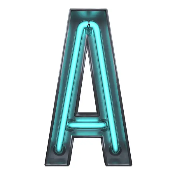 Neon Alphabet Letter Εικονογράφηση Απομονωμένη Λευκό Φόντο — Φωτογραφία Αρχείου