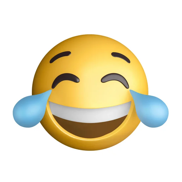 Emoji笑3D插图孤立在白色背景上 — 图库照片