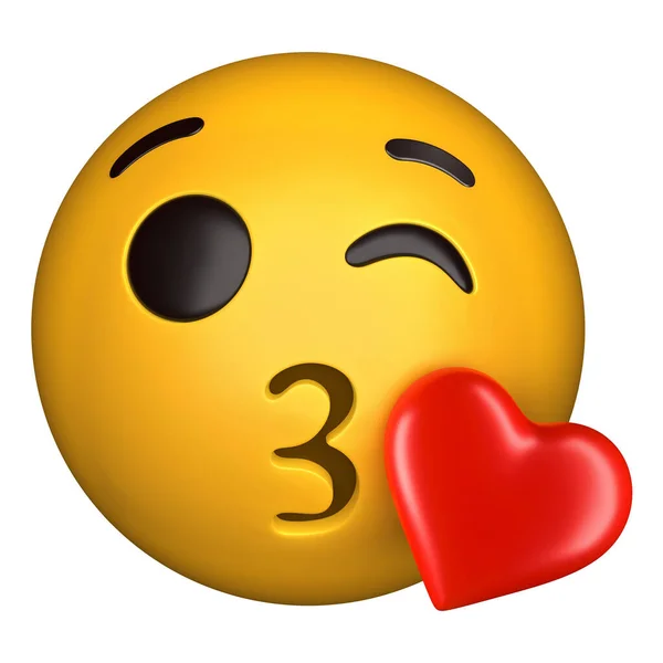 Emoji Kissing Illusztráció Elszigetelt Fehér Alapon — Stock Fotó