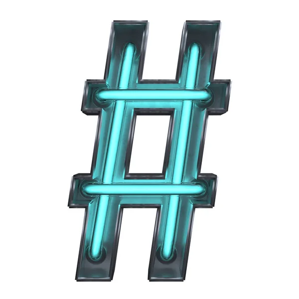 Simbolo Neon Hashtag Illustrazione Isolato Uno Sfondo Bianco — Foto Stock