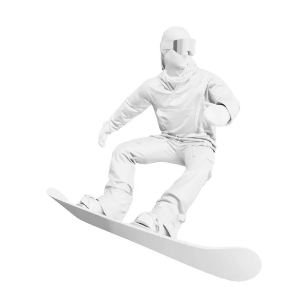 3D跳跃滑雪板图解 独立于白色背景 — 图库照片