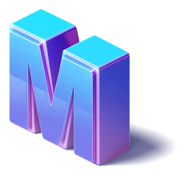 在白色背景上孤立的3D M字母等距字母图解 — 图库照片