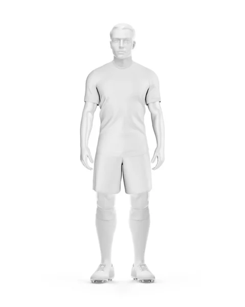 Mens Full Soccer Kit Mockup Half Side Neck Isolerad Vit — Stockfoto