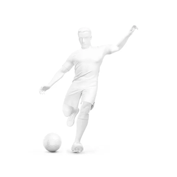 男子全足球套件在动作模拟中的银行形象 开放画面 白色背景下的前视图 — 图库照片