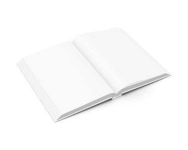 Beyaz Açılmış Hardcover Kitap Modeli Beyaz arkaplanda izole