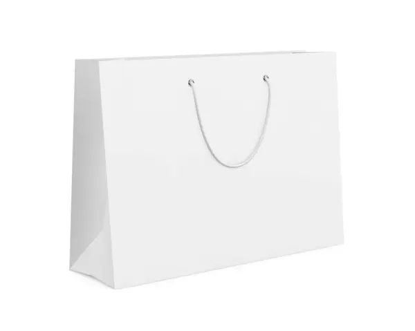 Eine Leere White Landscape Paper Bag Attrappe Isoliert Auf Weißem — Stockfoto