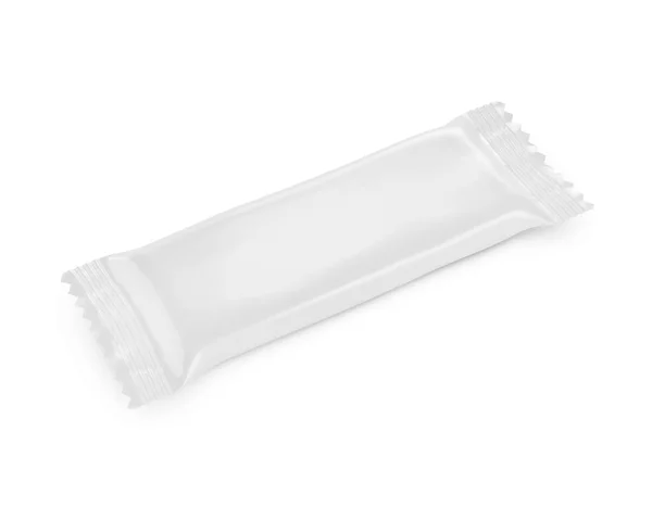 Boş Beyaz Küçük Atıştırmalık Paketi Beyaz Arkaplanda Izole Edilmiş Görünüm — Stok fotoğraf