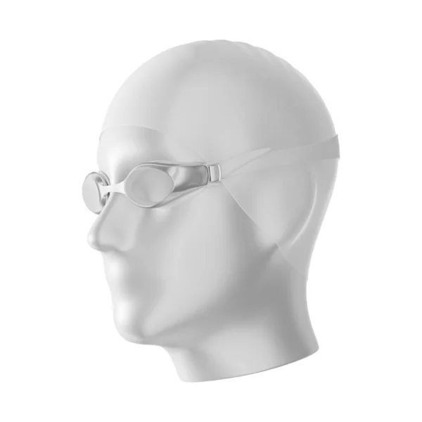 Tom Vit Simning Cap Med Glasögon Isolerade Vit Bakgrund — Stockfoto