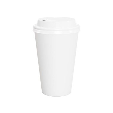 Beyaz arka planda izole edilmiş bir kahve fincanı görüntüsü