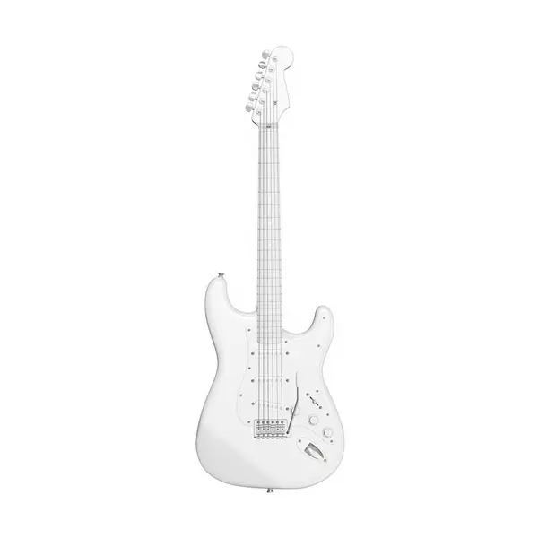 Uma Guitarra Elétrica Branca Isolada Sobre Fundo Branco — Fotografia de Stock