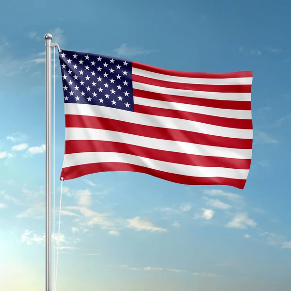 a USA flag pole image isolated on a sky background