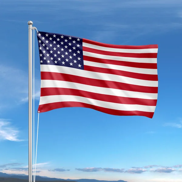 Usa Flag Pole Image Isolated Sky Background — Stock Photo, Image