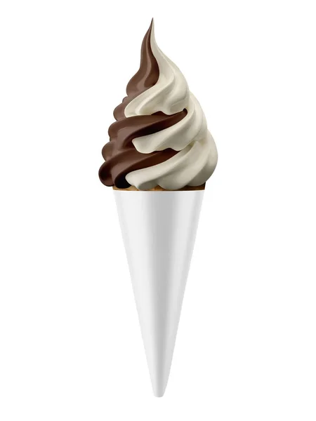 白い背景に隔離されたアイスクリームコーンモックアップのイメージ — ストック写真