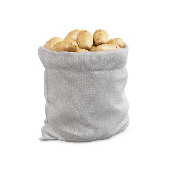 White Sack Potatoes Image Isolated White Background — Stock Photo, Image
