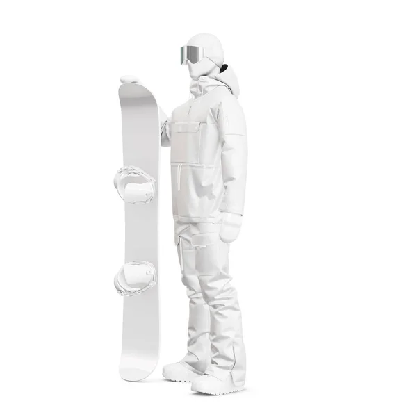 Üniformalı Bir Snowboardcu Beyaz Bir Arka Planda Izole Edilmiş Bir — Stok fotoğraf