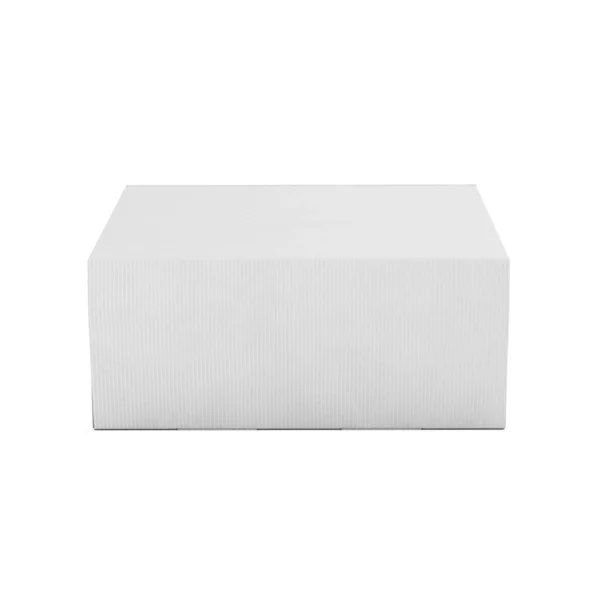 Uma Imagem Caixa Ondulada Quadrada Branca Isolada Fundo Branco — Fotografia de Stock