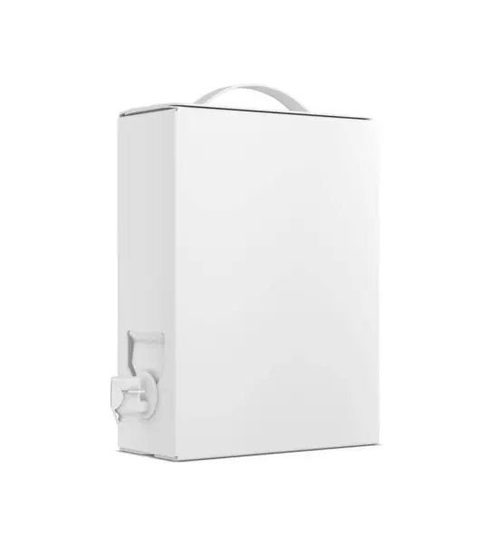 Une Image Une Boîte Carton Blanc Avec Distributeur Vin Isolé — Photo
