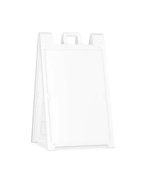 Image White Plastic Sign Frame Isolated White Background — Stock Photo, Image
