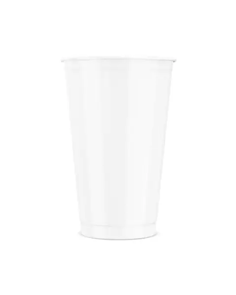 白色背景下孤立的白色塑料苏打杯的图像 — 图库照片