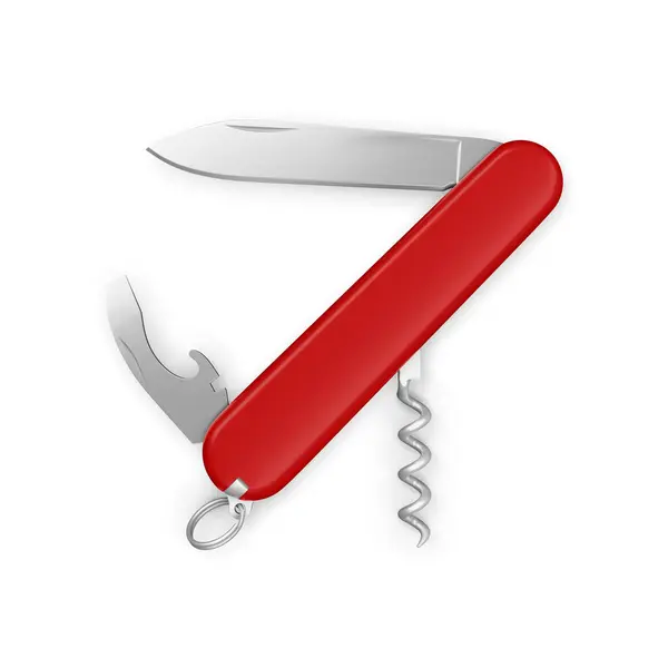 Beyaz Arkaplanda Izole Edilmiş Kırmızı Cep Bıçağı Resmi — Stok fotoğraf