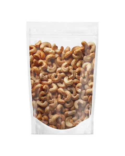 Image Transparent Pouch Cashew Nut Isolated White Background — Stock Photo, Image