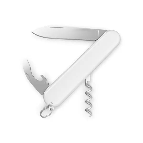 Ein Bild White Pocket Knife Isoliert Auf Weißem Hintergrund — Stockfoto