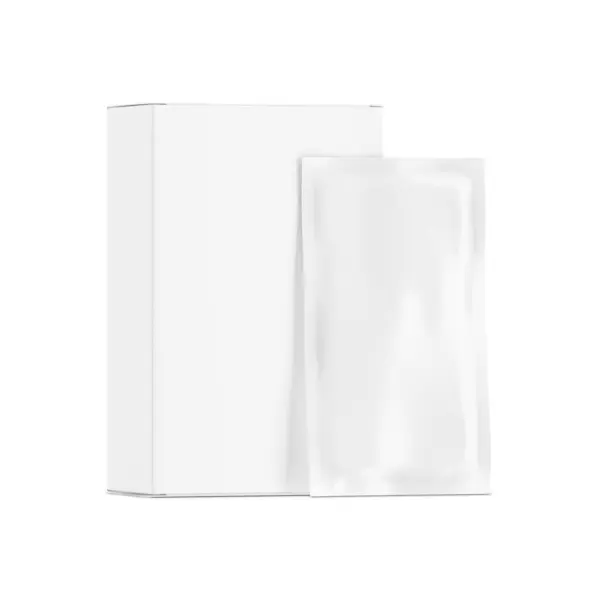 Una Imagen Bolsita Blanca Con Caja Aislada Sobre Fondo Blanco —  Fotos de Stock