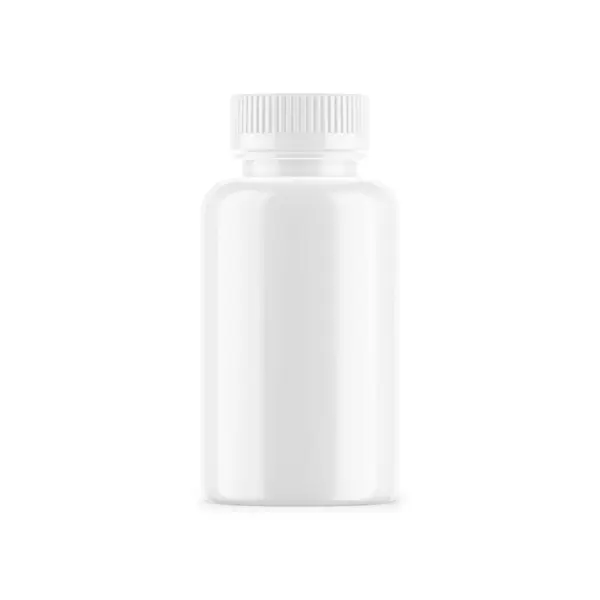 Een Afbeelding Van Een Witte Plastic Pil Fles Geïsoleerd Een — Stockfoto