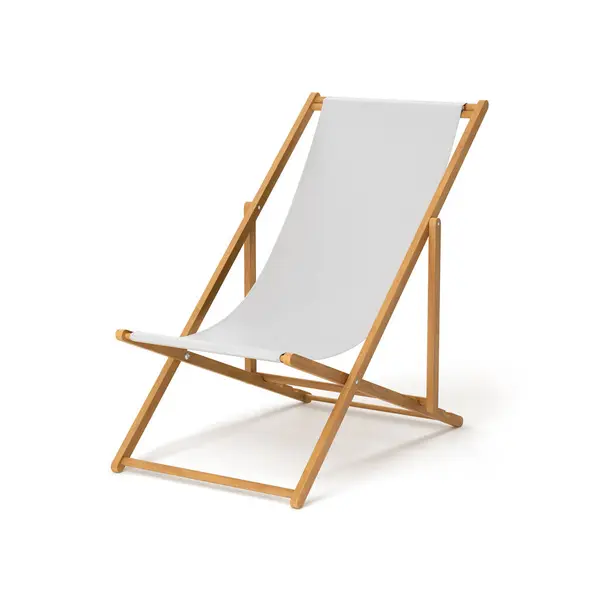 Beyaz Bir Arka Planda Izole Edilmiş Beyaz Bir Plaj Sandalyesi Stok Resim