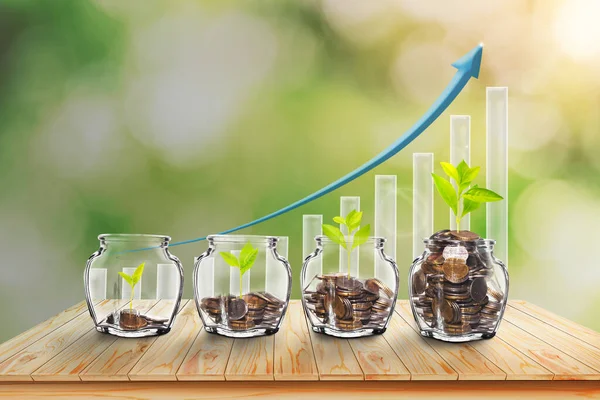 Growing Plants Savings Coins Investment Interest Ideas Money Growing Plant — Stock Photo, Image