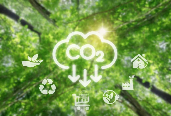Co2 Uitstoot Verminderen Klimaatverandering Opwarming Van Aarde Beperken Lage Broeikasgasniveaus — Stockfoto