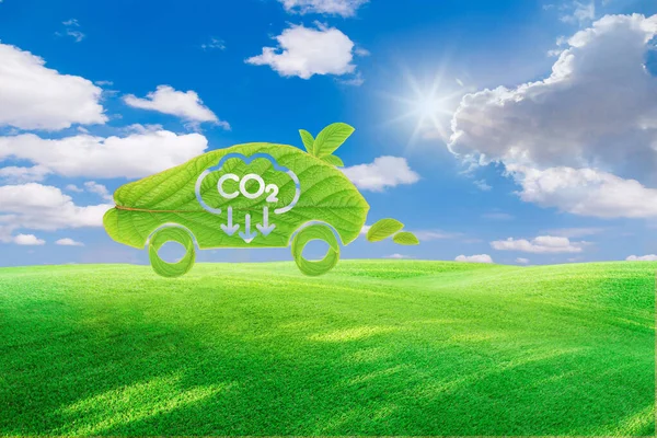 Concept Voor Elektrische Voertuigen Een Groene Omgeving Concept Co2 Uitstoot — Stockfoto