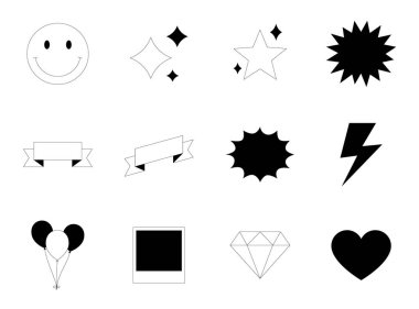 Çeşitli elementler var. İnce Satır Simgesi Ayarla