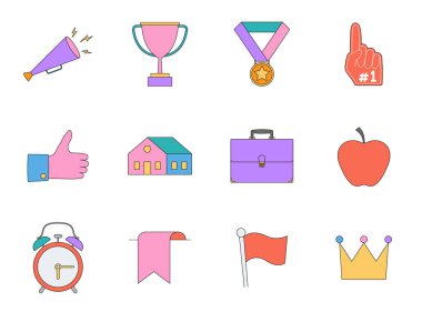 Çeşitli elementler var. İnce Satır Simgesi Ayarla