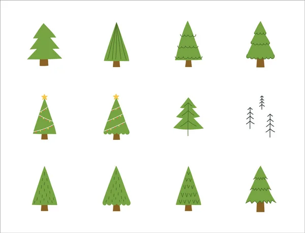Coleção Vetor Árvore Natal Festiva — Vetor de Stock