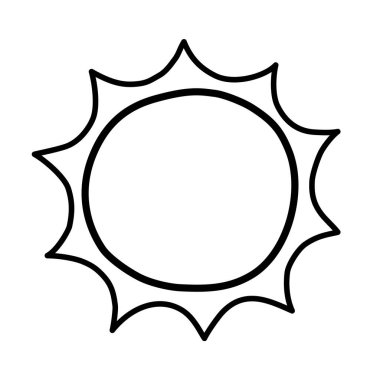 Güneş. El çizimi karalama çizgisi simgesi.