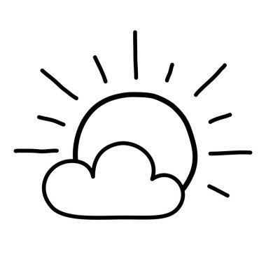 Güneş. El çizimi karalama çizgisi simgesi.