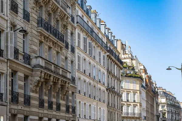 Paryż Luksusowa Paryska Fasada Dzielnicy Elegancka Dzielnica Centrum — Zdjęcie stockowe